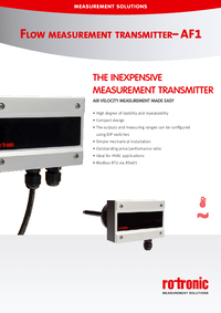Thumbnail of document Data Sheet - AF1 Air Flow Measurement Transmitter